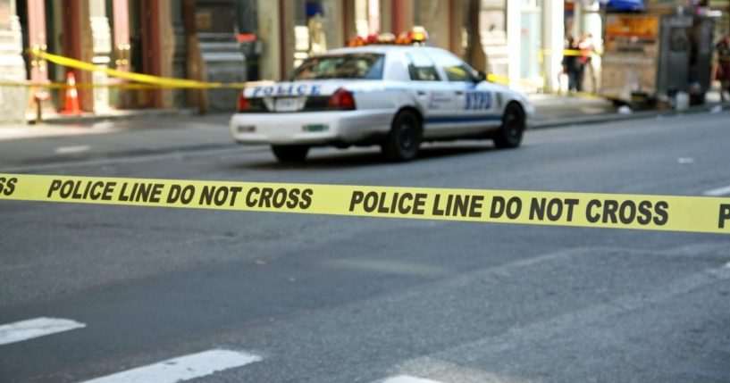 Police tape blocks off a crime scene in New York City.
