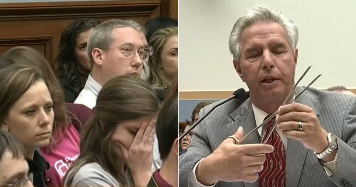 People react as Dr. Anthony Levatino, a former abortion doctor, testifies at a House Judiciary Committee hearing on Planned Parenthood medical procedures in 2015.