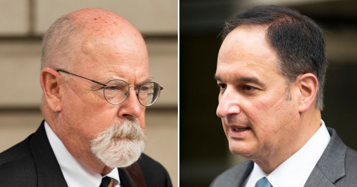 Hillary Clinton campaign lawyer Michael Sussman, right, was acquitted of lying to the FBI on Tuesday, in a stunning defeat for special counsel John Durham, left.