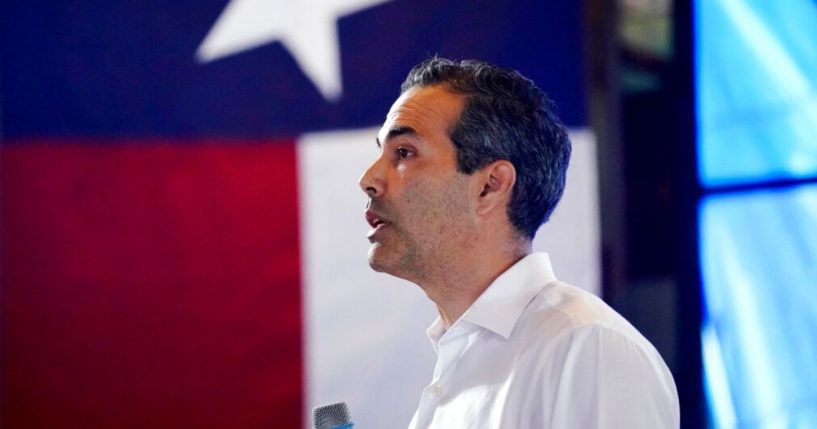 George P. Bush is seen speaking at a June 2021 rally where he announced his candidacy for Texas Attorney General. The 45-year-old son of former Florida Gov. Jeb Bush told an audience this week that he opposes incumbent Ken Paxton's lawsuits against school districts over mask and vaccination mandates.