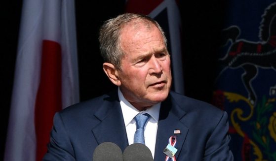 Former U.S. President George W. Bush speaks during a 9/11 commemoration in Shanksville, Pennsylvania, on Sept. 11, 2021.