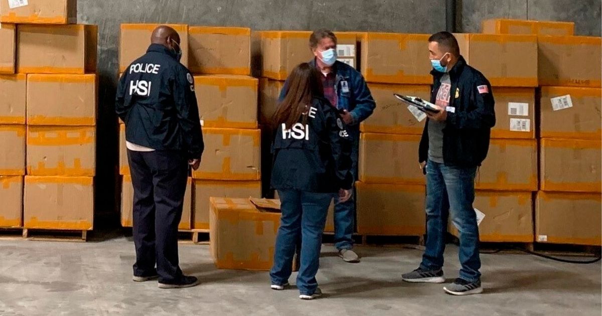 Homeland Security Investigation El Paso members work with U.S. Customs and Border Protection officers on a seizure at an El Paso Port cargo facility in December 2020.