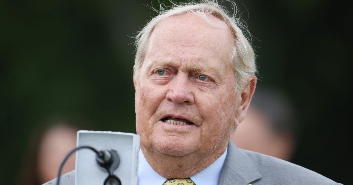 Jack Nicklaus looks on during the trophy ceremony after the final round of the Memorial Tournament at Muirfield Village Golf Club in Dublin, Ohio, on June 6.