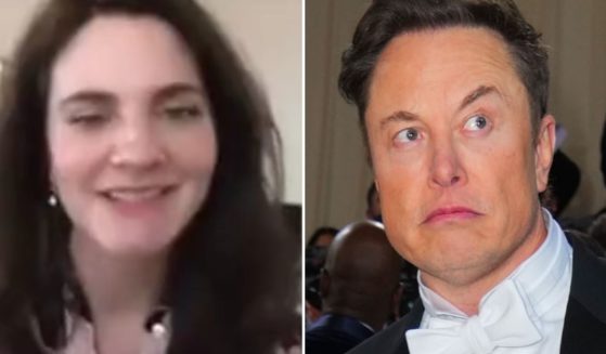 Nina Jankowicz, left, was captured on a recorded Zoom meeting describing how 'verified' people like herself should be able to edit other people's Twitter posts to improve them. Elon Musk was less than enthusiastic about the idea.