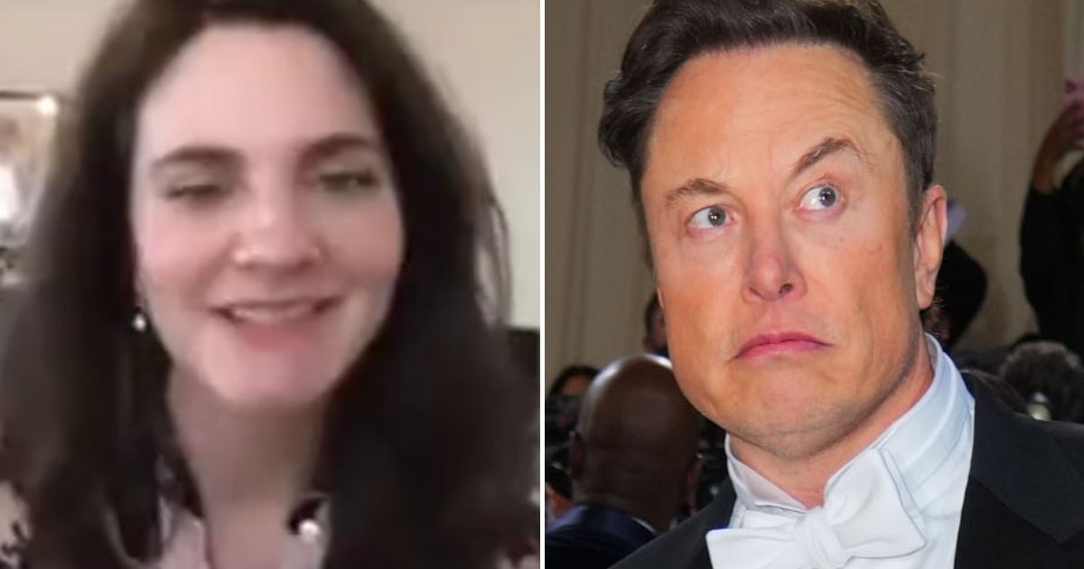 Nina Jankowicz, left, was captured on a recorded Zoom meeting describing how 'verified' people like herself should be able to edit other people's Twitter posts to improve them. Elon Musk was less than enthusiastic about the idea.