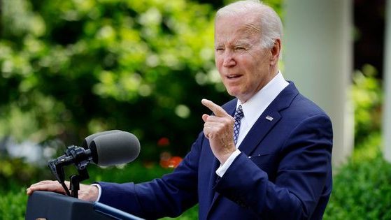 President Joe Biden speaks during a reception to celebrate Asian American, Native Hawaiian and Pacific Islander Heritage Month at the Rose Garden of the White House on Tuesday.