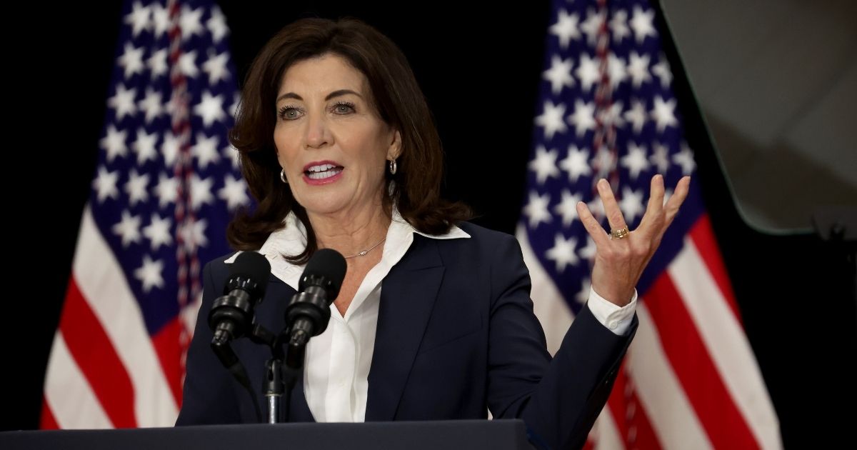 New York Gov. Kathy Hochul speaks during an event with President Joe Biden in Buffalo, New York, on May 17.