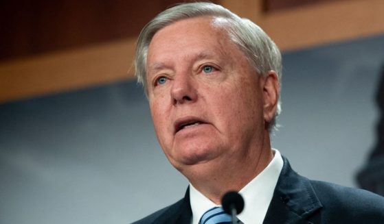Republican Sen. Lindsey Graham of South Carolina speaks during a news conference at the Capitol in Washington on April 7.