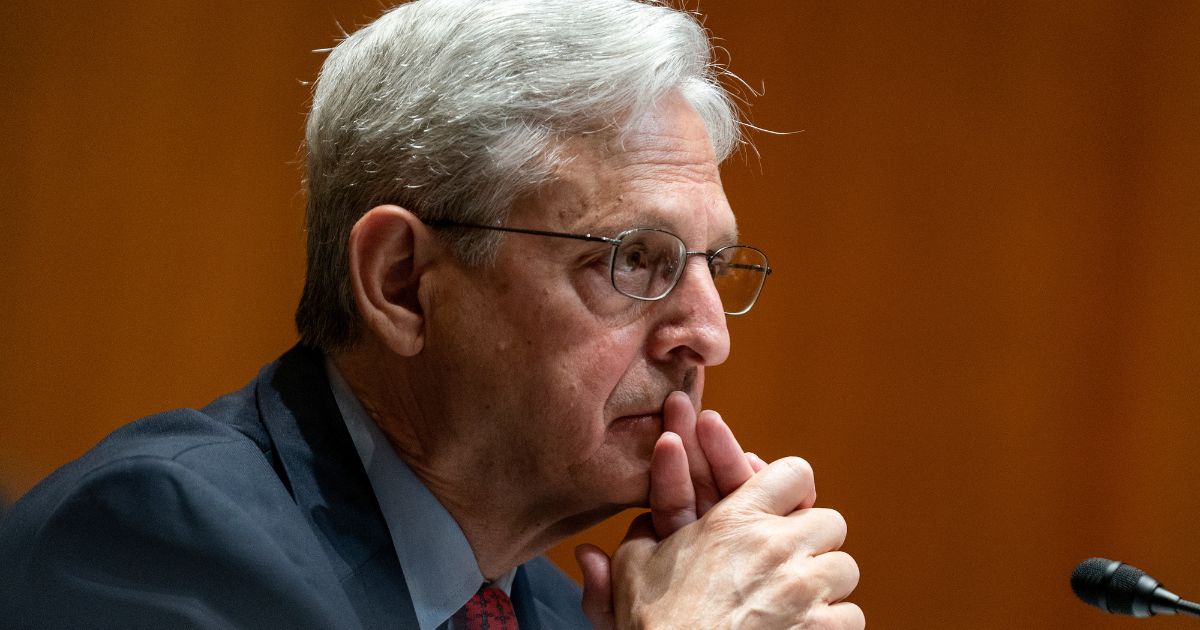 Attorney General Merrick Garland listens during a Senate Appropriations commerce, justice, science, and related agencies subcommittee hearing at the Capitol in Washington on April 26.