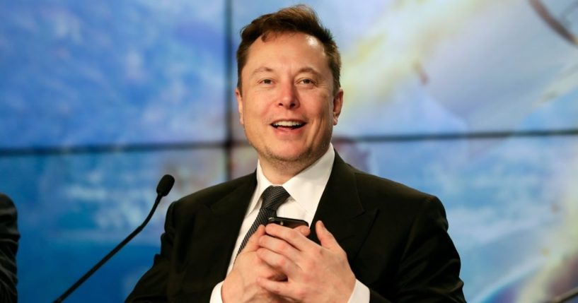 Tesla founder and CEO Elon Musk speaks at a news conference at the Kennedy Space Center in Cape Canaveral, Florida, on Jan. 19, 2020.