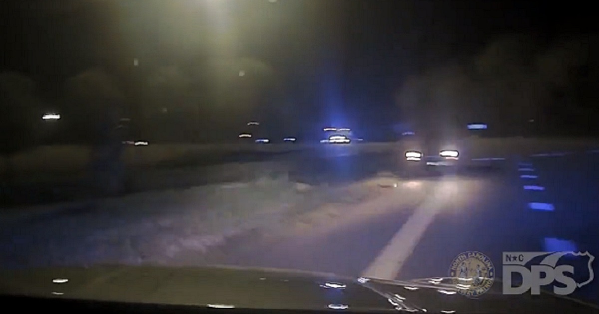 Dashcam video captures the scene moments before an alleged drunk driver broadsided a North Carolina Highway Patrol trooper's vehicle in April.