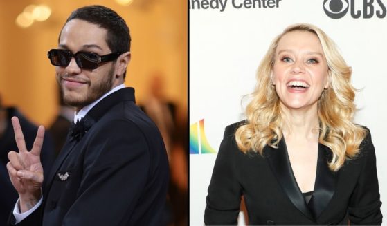 Pete Davidson, left, attends the 2022 Met Gala at the Metropolitan Museum of Art on May 2 in New York City. Kate McKinnon attends the 44th Kennedy Center Honors at he Kennedy Center on Dec. 5, 2021, in Washington, D.C.