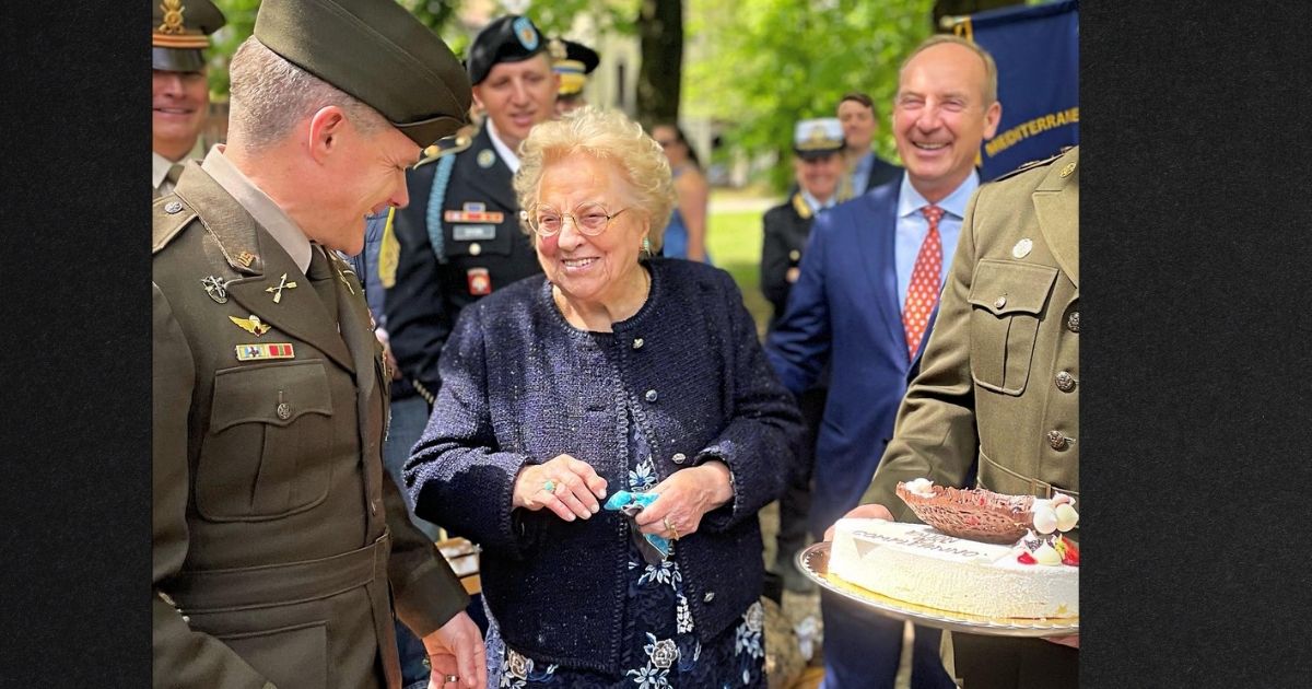 Meri Mion of Vicenza, Italy, was just a girl when US Army troops came through her town in 1945. At that time, someone in the Army unit took a cake off a windowsill that Mion's mother had baked for her 13th birthday. On April 28, the US Army Garrison Italy presented Mion with a replacement cake to honor her 90th birthday.