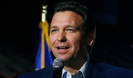 Florida Gov. Ron DeSantis speaks during a rally for Adam Laxalt, a Republican Senate candidate in Nevada, at Stoney's Rockin' Country in Las Vegas on April 27.