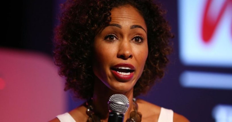 Sage Steele speaks at a sports summit on Oct. 9, 2013, in Dana Point, California.