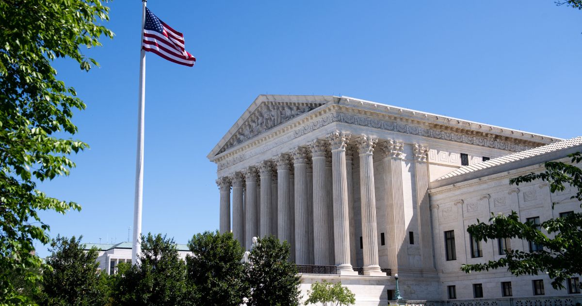 The U.S. Supreme Court building is pictured in Washington, D.C. On Monday, Politico received a draft of a majority opinion from the Court overturning Roe v. Wade.