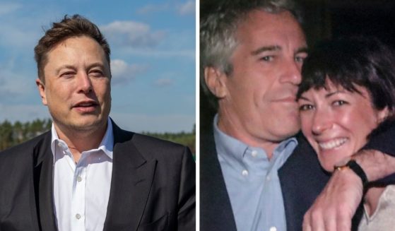 Tesla CEO and prospective Twitter purchaser Elon Musk, left; Jeffrey Epstein and Ghislaine Maxwell, right.