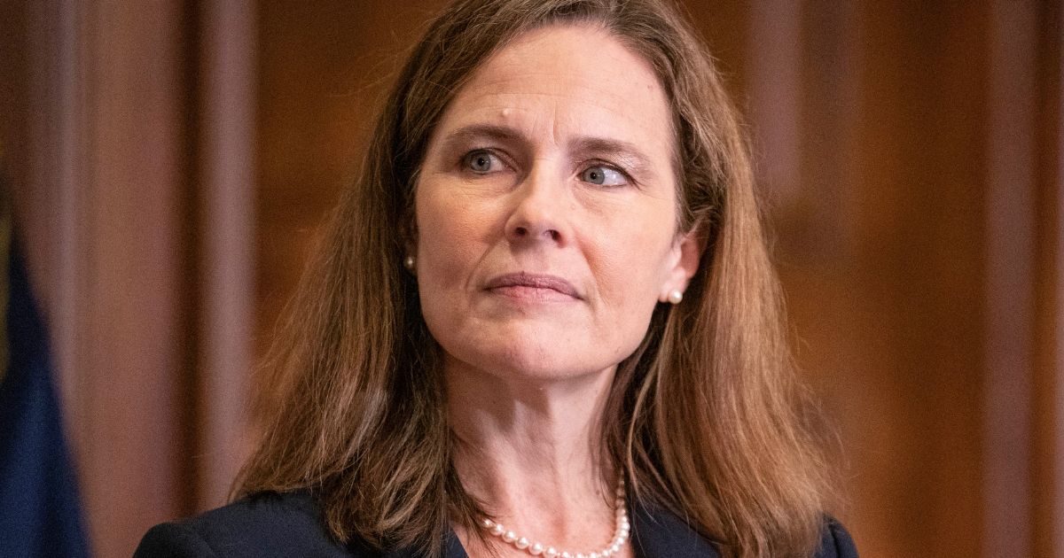 Supreme Court Justice Amy Coney Barrett, pictured in a file photo from October 2020, while she was still a nominee.