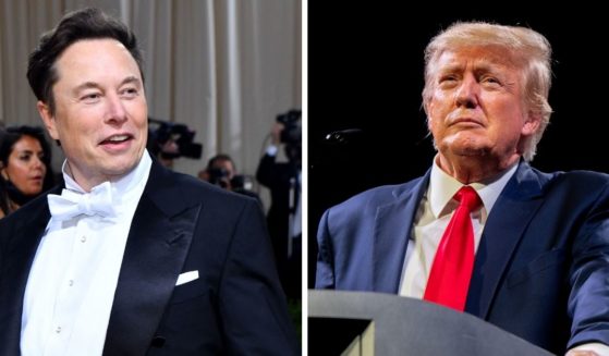 Tesla and SpaceX CEO Elon Musk, left; former President Donald Trump, right.