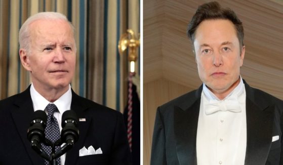 President Joe Biden, left; Tesla CEO Elon Musk, right.
