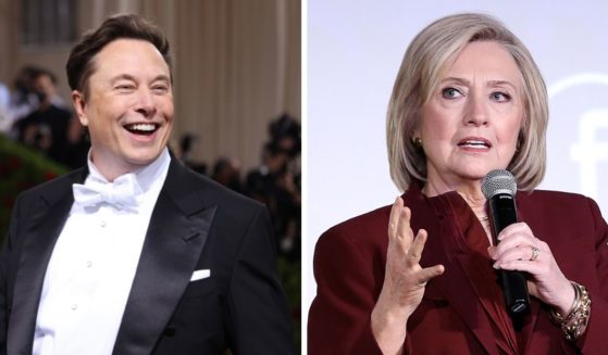 Billionaire Elon Musk, left, enjoys a huge laugh at the Met Gala in New York May 2. Former Democratic presidential candidate Hillary Clinton, right, looks grim during an on-stage appearance at the premiere of the Hulu documentary "Hillary" in March 2020.