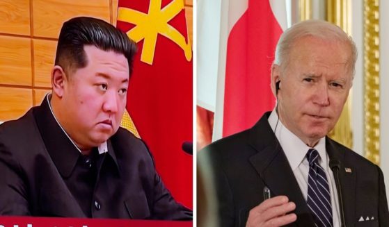 North Korean leader Kim Jong Un, left; President Joe Biden, right.