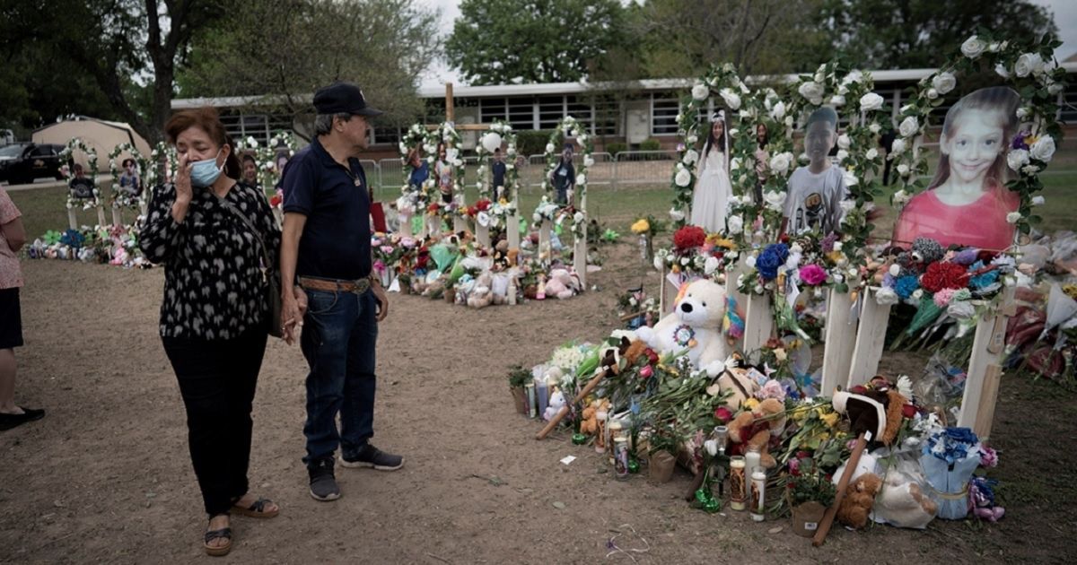 A memorial in Uvalde, Texas, bears witness to the mourning of a community that lost 19 children and two teachers in the May 24 massacre at Robb Elementary School.
