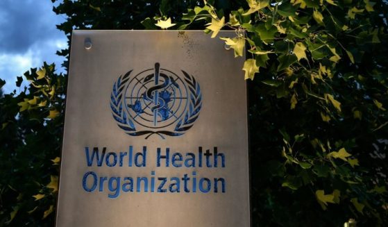 A photo taken Aug. 17, 2020, shows a sign of the World Health Organization at its headquarters in Geneva.