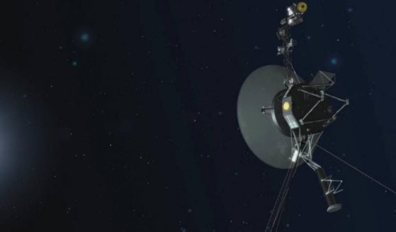 This rendering provided by NASA shows Voyager 1 on Dec. 4, 2017.
