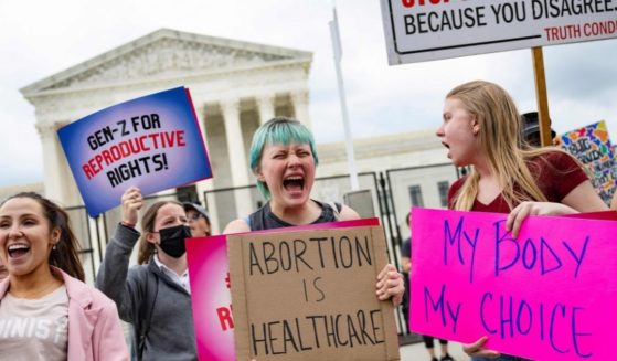 Pro-abortion demonstrators chant in front of the Supreme Court in Washington, D.C., on Thursday.