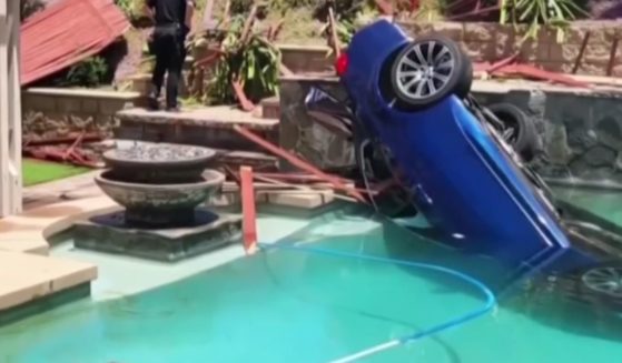 On Saturday in San Diego, California, a man saved a woman after she crashed her BMW through a fence and landed in a pool.
