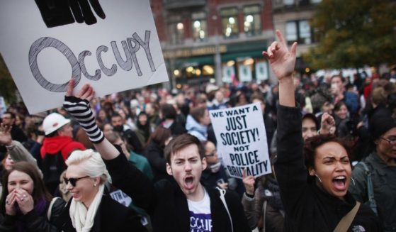 Protesters affiliated with the Occupy Wall Street movement attend a rally in Union Square on Nov. 17, 2011, in New York City.