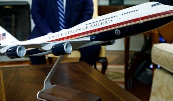 Former President Donald Trump kept a model of the redesigned Air Force One with colors taken from the U.S. flag.