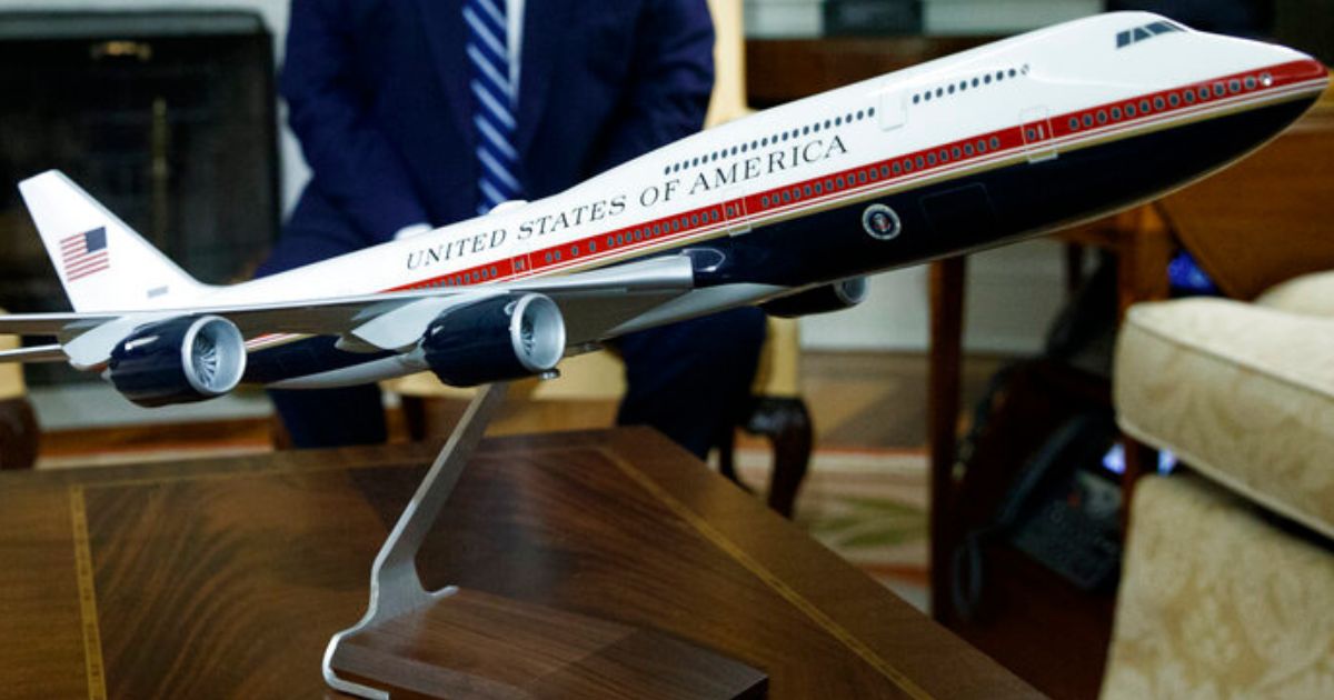 Former President Donald Trump kept a model of the redesigned Air Force One with colors taken from the U.S. flag.
