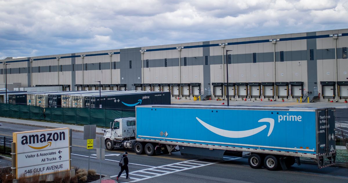 A 19-year-old Amazon worker, Rodolfo Valdivia Aceves, has been charged with communicating a terroristic threat after informing a coworker of plans to commit a mass shooting at an Amazon warehouse in San Antonio, Texas, similar to the one in Staten Island, New York, pictured here.