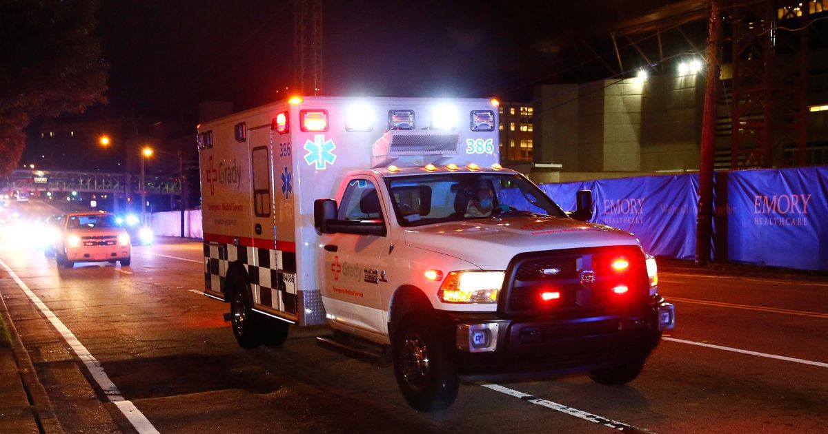 An ambulance is seen at Emory University Hospital in Atlanta on Oct. 15, 2014.