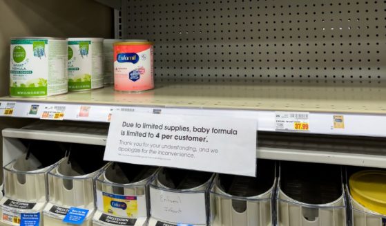 Empty Similac baby food shelves are seen at a grocery store in Athens, Georgia, on May 12.