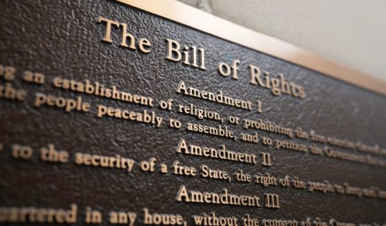 Close up of the words, "The Bill of Rights" on a metal plaque