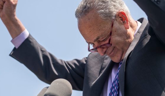 Senate Majority Leader Chuck Schumer speaks during a rally on Wednesday in Washington, D.C.