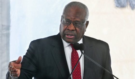 Supreme Court Justice Clarence Thomas speaks during the dedication of the Nathan Deal Judicial Center in Atlanta on Feb. 11, 2020.