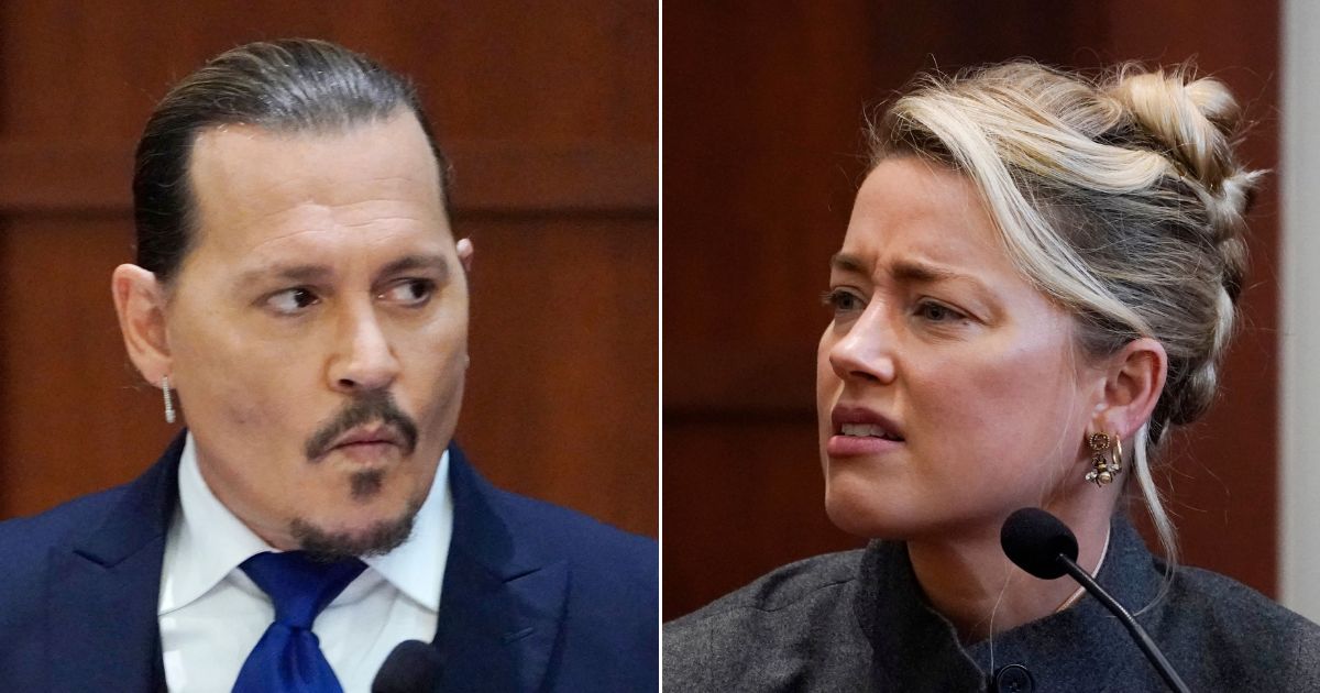 Johnny Depp, left, and Amber Heard testify at the Fairfax County Circuit Courthouse in Fairfax, Virginia, last month.