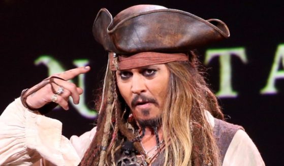 Actor Johnny Depp, dressed as Captain Jack Sparrow of the "Pirates of the Caribbean" film franchise, takes part in an event at Disney's D23 EXPO 2015 in Anaheim, California.