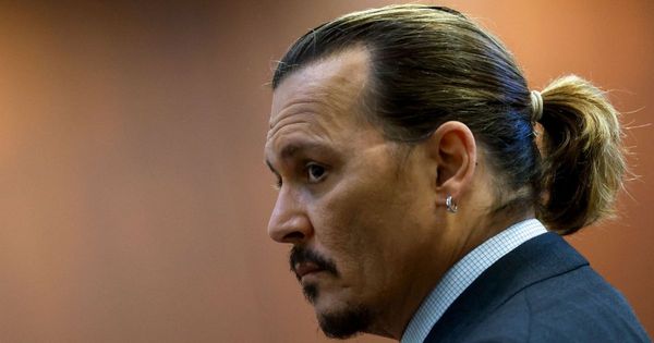 Actor Johnny Depp is pictured at his defamation trial on April 27 at the Fairfax County Circuit Courthouse in Fairfax, Virginia.