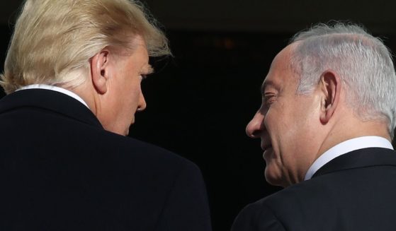 Then-U.S. President Donald Trump, left, welcomes then-Israeli Prime Minister Benjamin Netanyahu to the White House on Jan. 27, 2020, in Washington, D.C.