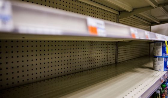 Shelves meant for baby formula sit empty at a grocery store in Washington, D.C., on May 22.
