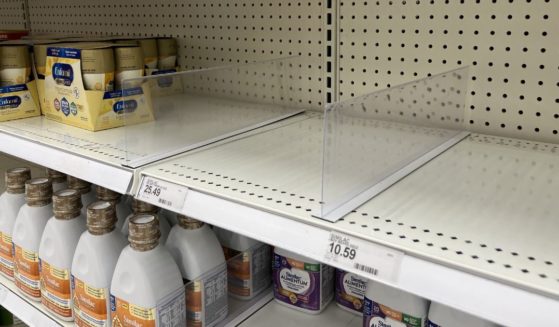 Partially bare shelves of baby formula are seen at a Target store in Walnut Creek, California, June 3.