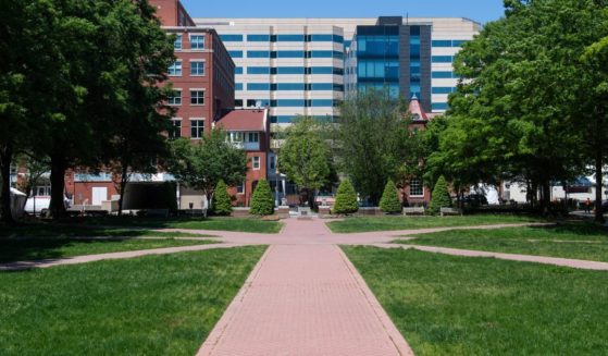 The campus of George Washington University in Washington, D.C., is pictured during the COVID-19 lockdown when classes were canceled on May 7, 2020.