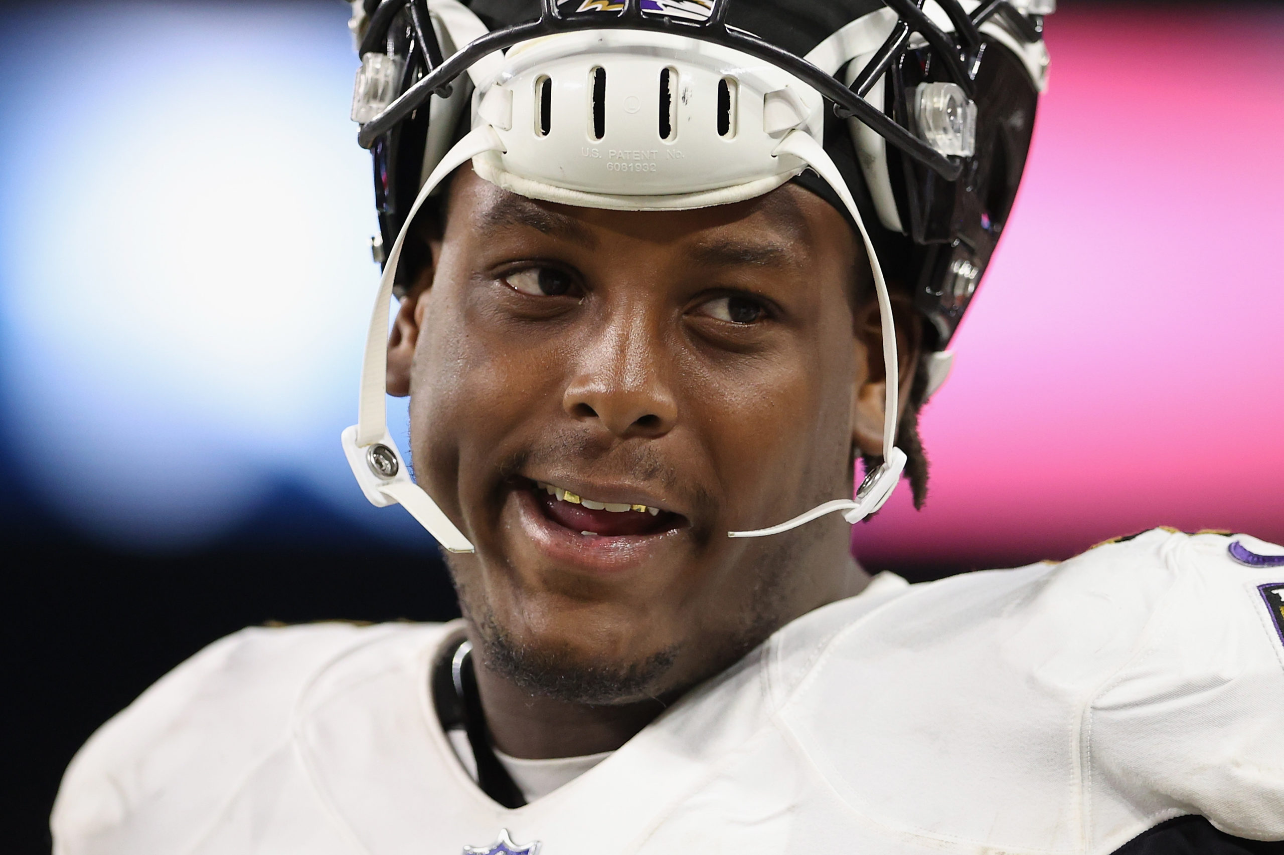 Linebacker Jaylon Ferguson of the Baltimore Ravens is seen on the sidelines during an NFL game in September. The team announced news of Ferguson's death at age 26, but the cause of death has not been revealed.
