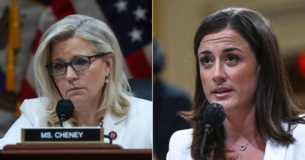 Rep. Liz Cheney's, left, surprise witness Cassidy Hutchinson, right, a former White House aide, testifies before the Jan. 6 Committee in the Cannon House Office Building on Tuesday.