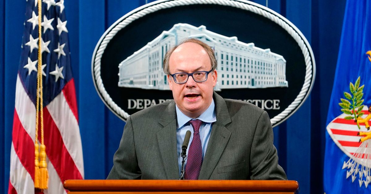 Then-Assistant Attorney General for the Environment and Natural Resources Division Jeffrey Clark speaks during a news conference at the Justice Department in Washington, D.C, on September 14, 2020.